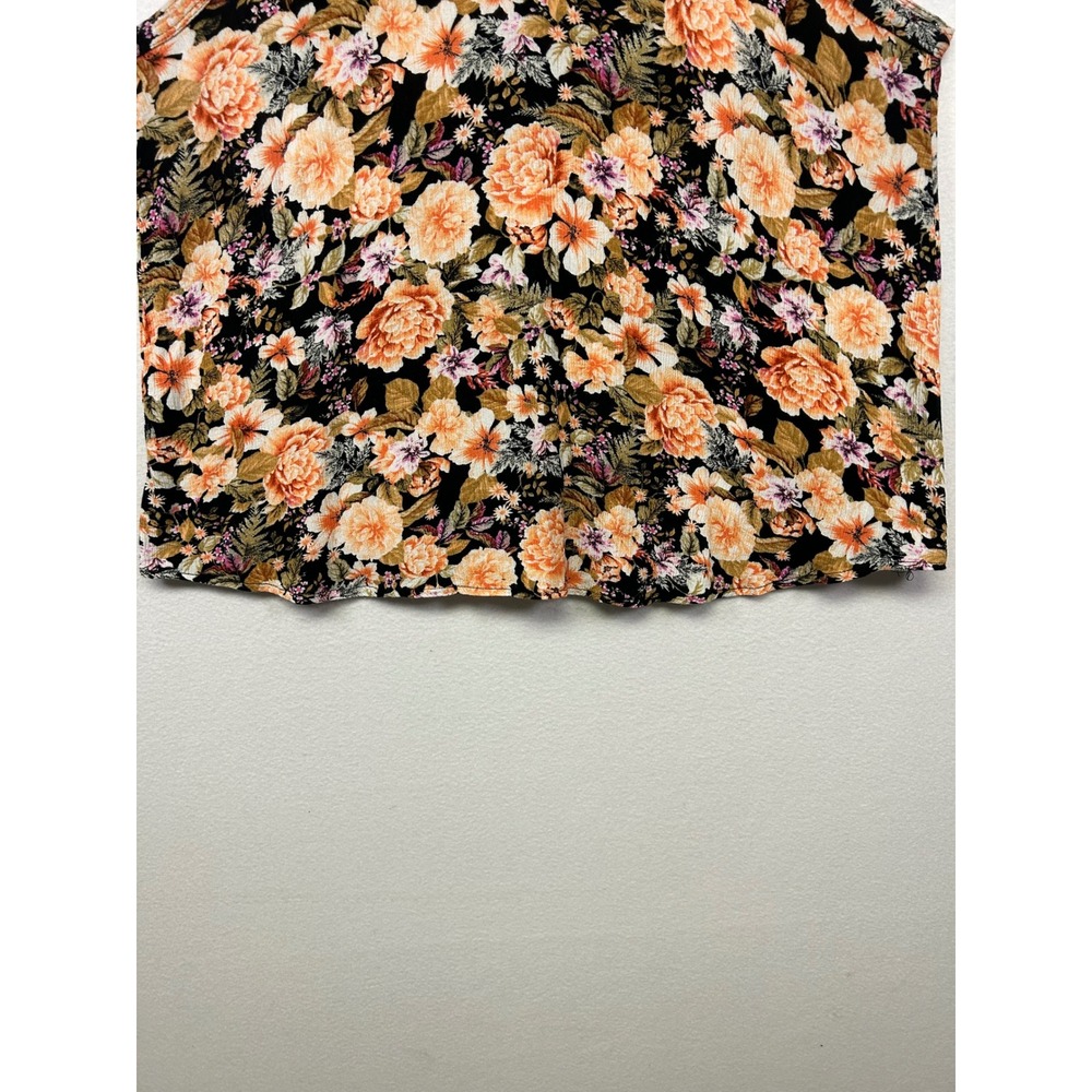 Cottagecore Torrid Womens 2X Black Orange Floral V-Neck Rayon Tank Top Blouse - Picture 8 of 9